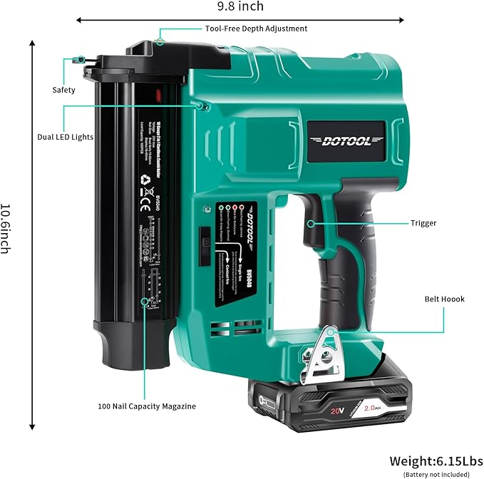 Cordless Nail Gun Battery Powered,2 in 1 Electric Nail Gun with 1000pcs 18 GA Nails, Brad Nailer with 20V 2.0A Batteries for Home Improvement & Woodworking
