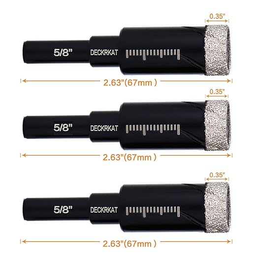 3 Packs Dry Diamond Drill Bits Set 5/8" 16mm Vacuum Brazed Diamond Hole Saws for Granite Tile Ceramic Marble Stone Glass and More Hard Materials (not for Wood), Round Shank with Storage Case