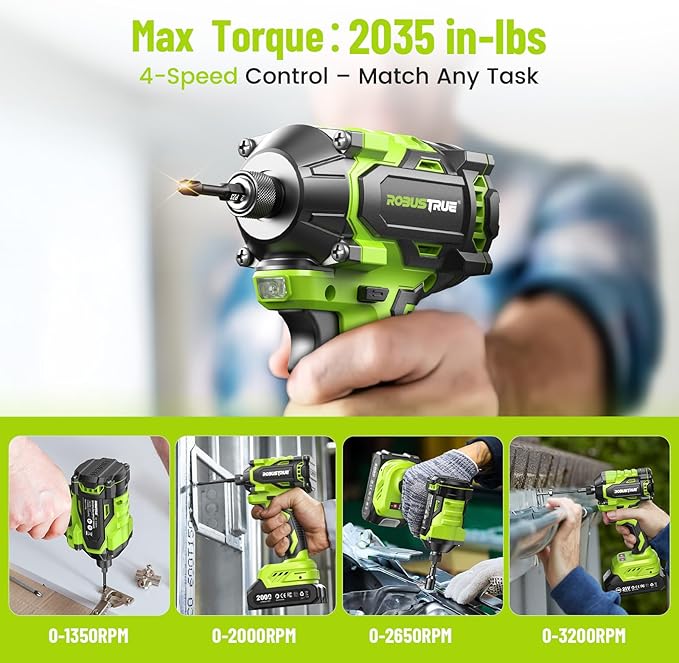 21V Cordless Drill & Impact Driver Combo Kit, 3/8" Drill & 1/4" Impact Driver, 2횞2000mAh Batteries, Fast Charger, 16-Piece Bit Set for DIY Projects, Furniture Assembly & Home Repairs