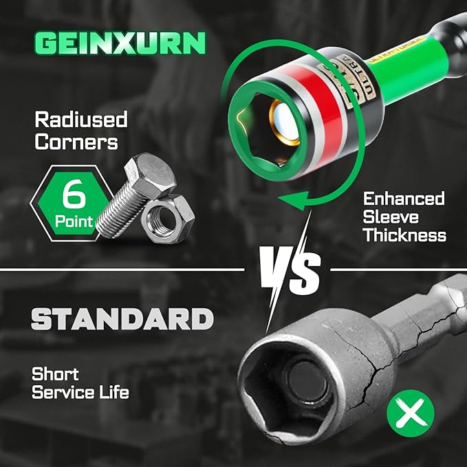 Impact Nut Driver Set, 20 Pieces 2.56?쒵ong 5/16?? Point Alloy Steel Magnetic SAE Nut Setter Set Use For Require Installing 1/4 Hex Shank Impact Driver with Portable Storage Cases