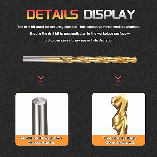 Drill Bit, 7/32" Cutting Diameter, 4341 HSS Jobber Bits TiN Coated 135° Cutting Angle - (Applications: for Drilling Soft Metal Plastic Wood), 20-Pieces