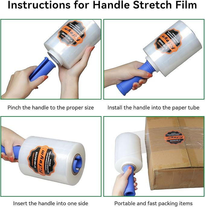 Stretch/Shrink Wrap Roll 5" x 1200' - Industrial Plastic Wrap for Moving, Heavy Duty 80 Gauge, 600% Stretch for Packing, Pallets, Shipping&Furniture Protection-2 Rolls