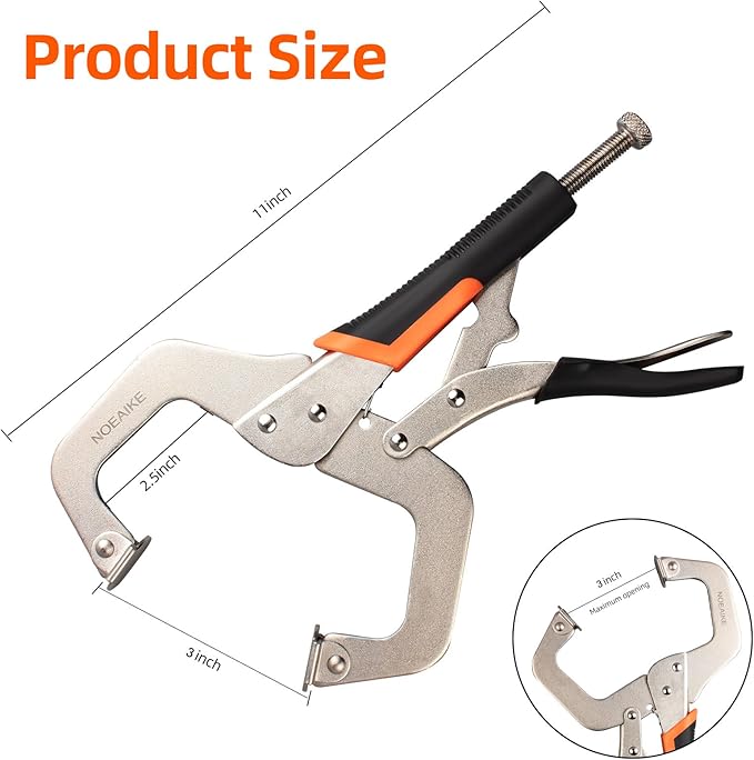 3-Pack 11 Inch Metal Face Clamps for Welding& Woodworking,Adjustable Heavy Duty Locking Pliers C Clamps