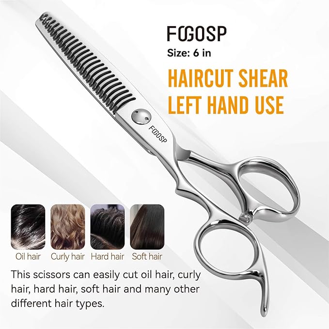 Left Handed Hair Thinning Scissors 6??Professional Barber Scissor Japan VG10 CNC Ultra-Precise Cuts, Razor Sharp Blades 25 Teeth Thinner Hair Shears for Women & Men 20% Thinning Rate