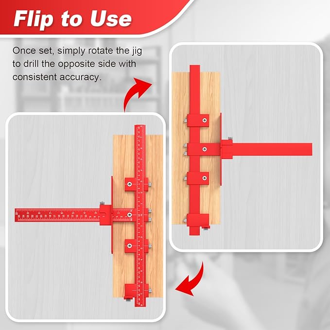 ECY Cabinet Hardware Jig ??Adjustable Cabinet Handle Installation Tool, All-Aluminum Drill Guide with Automatic Center Punch for Drawer Pulls & Cabinet Doors