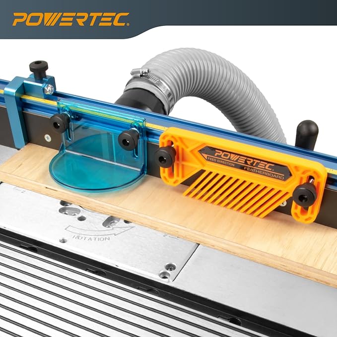 POWERTEC 72032 Deluxe Router Table Fence System 3-3/8" Tall 24" Long and Rail Coping Sled for Router Tables, Professional Precise Cutting Rail for Cabinet Door Joints, Drawers and Woodworking
