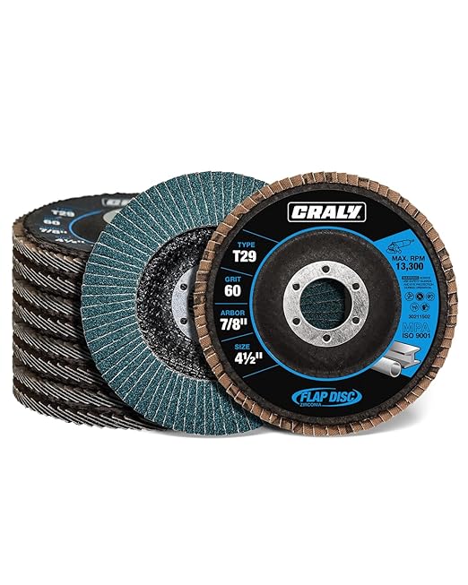 CRALY 4-1/2 Inch Flap Disc, 7/8 in Arbor, 60 Grit, Type 29 Premium Zirconia Sanding Disc for Angle Grinder, Hi-Performance Abrasive Grinding Wheel for Stainless Steel, Metal Sanding & Finishing, 10PC