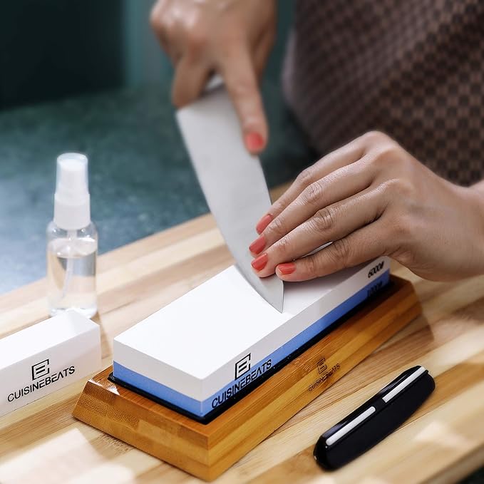 Whetstone 1000/6000 Kitchen Knife Sharpening Stone Set- Whetstone Knife Sharpener Stone 1000/6000 Kit- Waterstone 1000/6000 - Water Stone - Wet Stone - Whet Stone for Sharpening; Polishing Knives