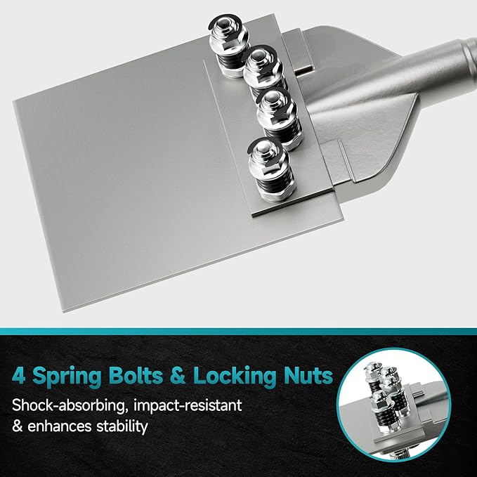 65A Shank 6 Inch Wide Floor Scraper Chisel Bit - 24" Long Alloy Steel Jack Hammer Drill Bit Blade Scraper, Spring-loaded Bolt Reinforcement, Removal Tools for Tile Thinset Hardwood Adhesive