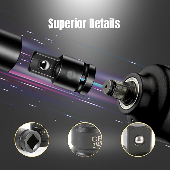 6-Piece Impact Socket Adapter and Reducer Set, Heavy-Duty CR-V Steel竊?/2" 3/8" 1/4" Drive Set竊똅or Impact Wrench & Ratchets Mechanic Tools with Storage Case(6 Pcs)