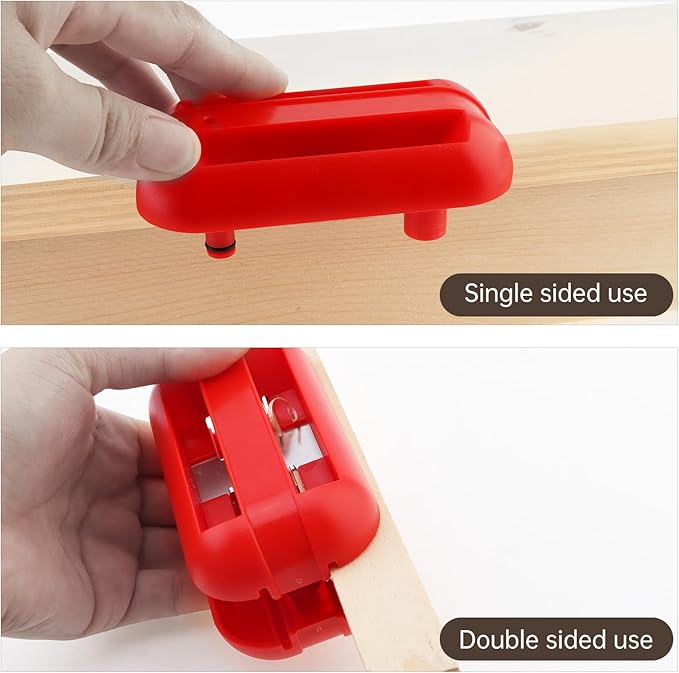 Edge Banding Trimmer with 6pcs Tungsten Carbide Blades, Screwdriver, Hand Planer Edge Bander, Manual Edge Banding Cutter for PVC ABS Melamine, Red