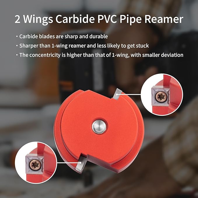2 Wings PVC Pipe Reamer, Plastic PVC Pipe Fitting Saver Kit Fit into Standard 1/2" Drills 1.5inch Head Socket Saver Tool