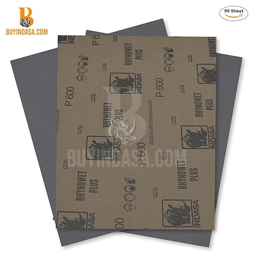 Indasa 50 PCS 9x11??Rhynowet Wet & Dry Sandpaper Sheets, 180 GRIT, Clog-Resistant Abrasive for Wood, Metal, Auto, Paint & Clear Coat Finishing, Sand Paper, Aluminum Oxide, Plusline