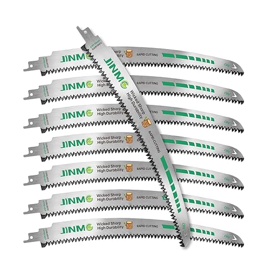 12-Inch Arc Curved Reciprocating Saw Blades for Tree Trimming & Wood Pruning – 6 TPI, 8 Pieces, Ideal for Wet & Dry Wood Cutting, Sawzall Blades for Trees