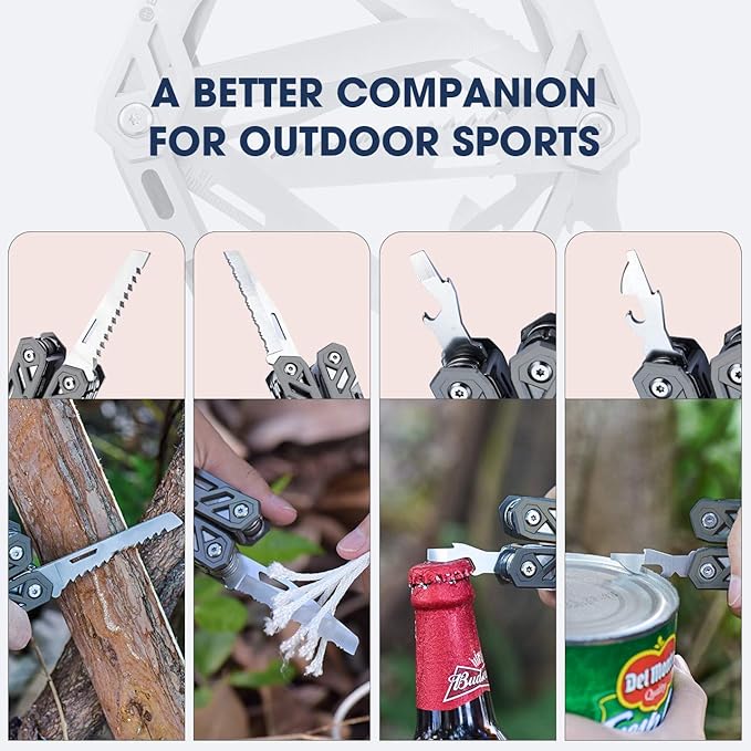 Christmas Gifts for Men Him Dad, BIBURY Multitool with Pocket Knife, 21-in-1 Stainless Steel Pliers with Screwdriver, Safety Locking Multi tools with EDC Knife for Survival, Camping, Fishing, Repair