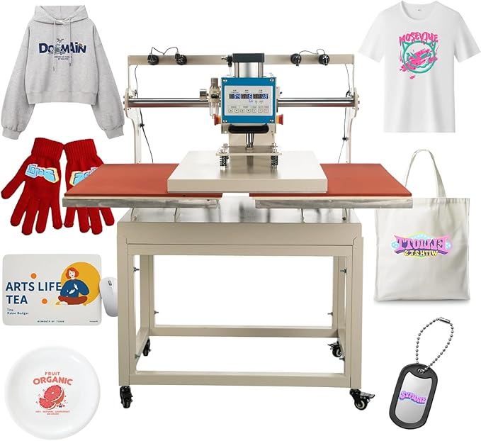 20?쓝28??Commercial Heat Press Machine, Pneumatic Up Sliding, for T-Shirts Garments Bag Textile Curtain, Digital Industrial Sublimation Printer for Sublimation Vinyl Heat Transfer Projects