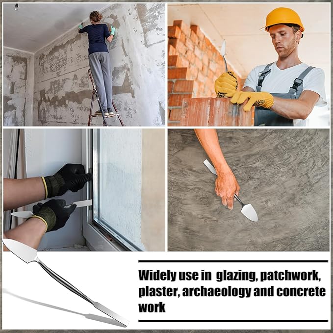 1/2" Trowel And Square Masonry Tools Forged Steel Trowel Concrete Tool Ornamental Stucco Tool Long-lasting Masonry Plaster Spatula for Glazing, Patch Work, Plaster, and Archeology