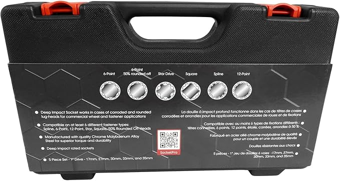 Counteract Socket Pro ??6 Way Socket 5pc Set - 17mm, 27mm, 30mm, 33mm, 35mm - 1" Drive