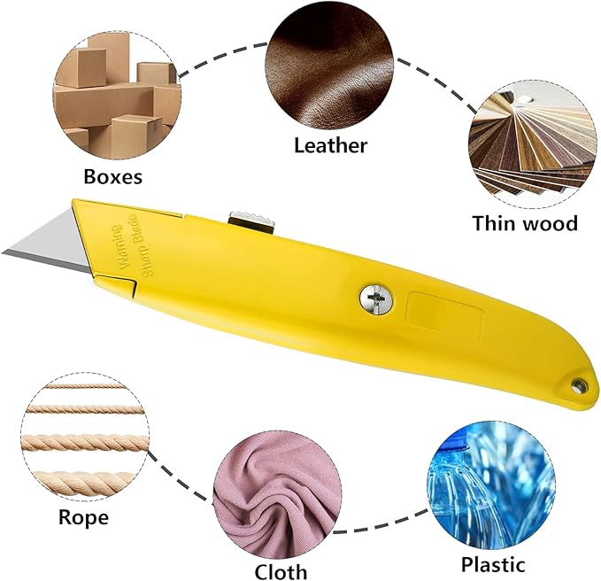 DIYSELF 2Pack Utility Knife Box Cutter Retractable Blade Heavy Duty PVC Pipe Cutter(Yellow)