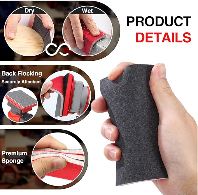 30-Pcs 3x4 Inch 3000 Grit Sanding Sponge Set, Sanding Block, Ultra-Fine Wet/Dry Sandpaper for Wood, Metal, Drywall, Furniture Polishing (3000Grit)