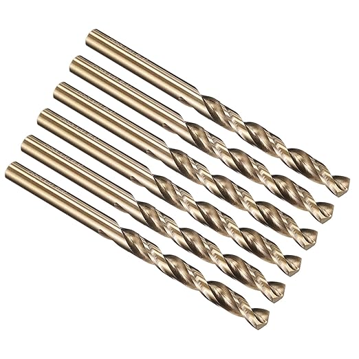PATIKIL 6mm Drill Bit, Jobber Straight Shank M35 Cobalt 5% High-Speed Steel 135째 Gold Finish for Stainless Steel Hard Metal - 6 Pack