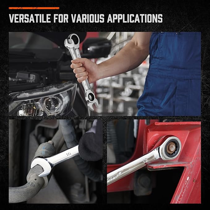 HORUSDY 13-Piece Sturdy Ratcheting Wrench Set | Metric Sizes 6??9mm | Max Torque Ratchet Combination Wrenches Set with Storage Rack | 72-Tooth | Chrome Vanadium Steel