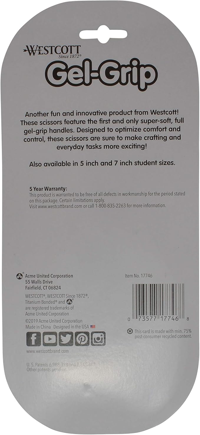 Westcott 8" Gel-Grip Multipurpose Scissors for Office and Home, Blue