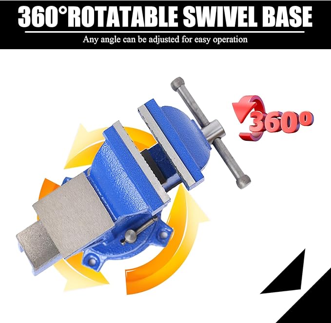 Bench Vise Heavy Duty, Table 6" Vise - Locking Base Clamp Cast Steel 360째 Swivel Vice with Anvil, Table Clamp Pipe Lock Pliers Base Desktop for Woodworking Cutting Conduit Drilling, Sanding