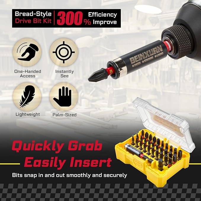 32Pieces Impact Screwdriver Bits Set,S2 Steel Magnetic Phillips/Slotted/Square/Torx Muliti Insert Bits Tips Set with Impact Bit Holder and 1/4?쒾ocket Adapter(Yellow Storage Box Base)