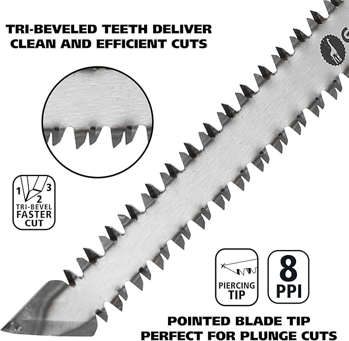 GreatNeck 74030 6 Inch Double-Edged Jab Saw, Drywall Saw, Wallboard Tools, Anti-Slip Rubber Handle, Fast and Efficient Multi-Directional Wall Cutting Tools