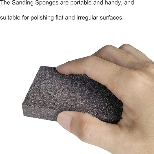 6 PCS 120 Grit Hand Sanding Blocks Set - Fine Sander Sponge, Wet and Dry Dual-use Sanding Sponges, Washable and Reusable, Ideal for Wood Metal Wall Polish