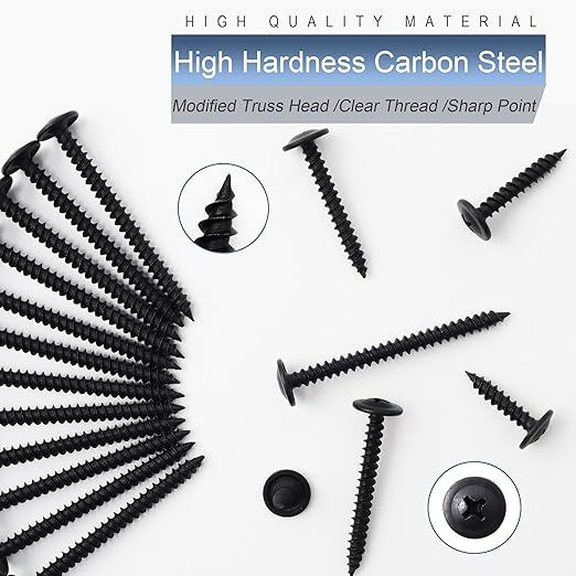 120pcs #8 횞 1??Modified Truss Head Wood Screws, Phillips Drive, Black Wood Screws, Screws with Screwdriver Bit