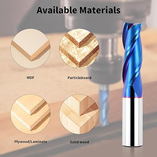 Upcut Spiral Router Bit 3-Flute with 1/2??Shank, 1/2??Cutting Diameter, 1-1/4??Cutting Length, Carbide CNC Router Bits End Mill for Wood Mortises Carving Engraving(3 Inch OVL)