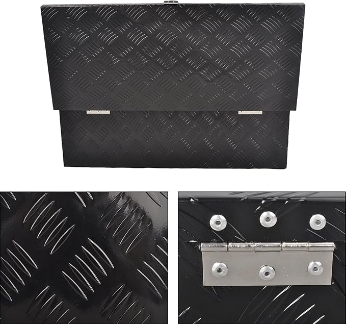 30??Heavy Duty Aluminum Truck Bed Tool Box 5 Bar Tread Waterproof Truck Tool Box Storage Organizer竊똖ruck Box with Side Handle, Lock & Keys,Black (30"X13"X10")