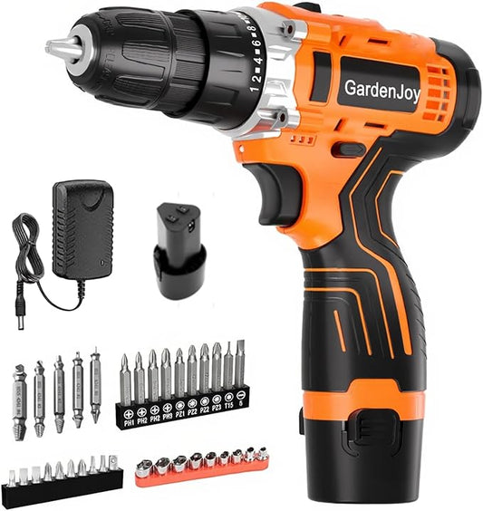 12V Cordless Electric Drill Driver Set, Powerful Lightweight Portable Rechargeable Screwdriver 42pcs Accessories,2-Speed, 24+1 Position for Wood/Wall Drilling & Screw Driving, Home DIY Tool woman man