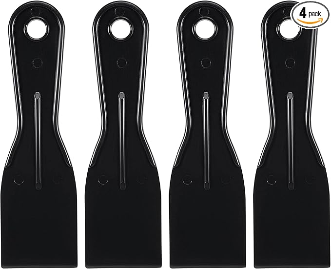 uxcell Putty Scraper 2" ABS Plastic Spatula Drywall Patch Repair Spreader Wall Covering Smoother Black 4Pcs