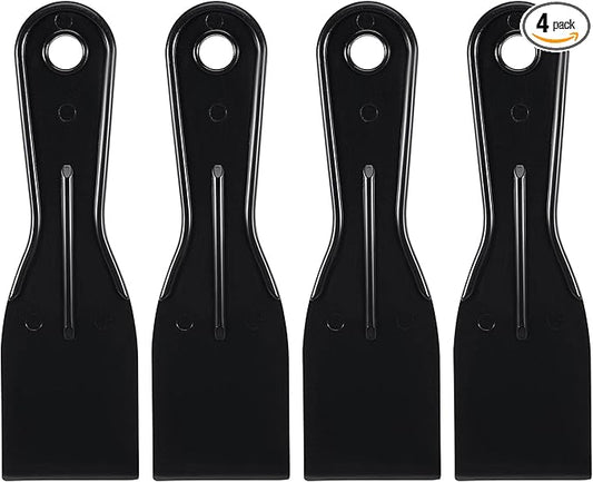 uxcell Putty Scraper 2" ABS Plastic Spatula Drywall Patch Repair Spreader Wall Covering Smoother Black 4Pcs