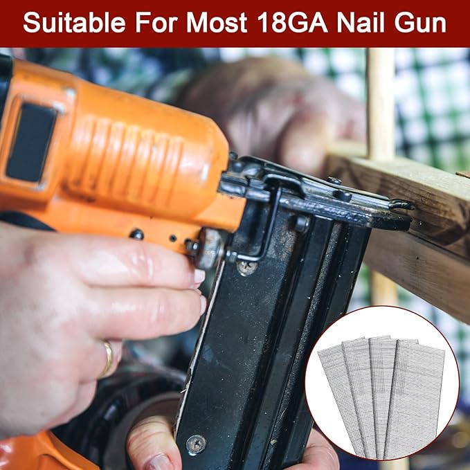 18 Gauge Brad Nails, 1000 Counts 1-3/4-inch 18 GA Brad Nails, Galvanized Nails for Nail Gun, Finishing Nail Gun Nails for Pneumatic, Electric Brad Nailer Gun