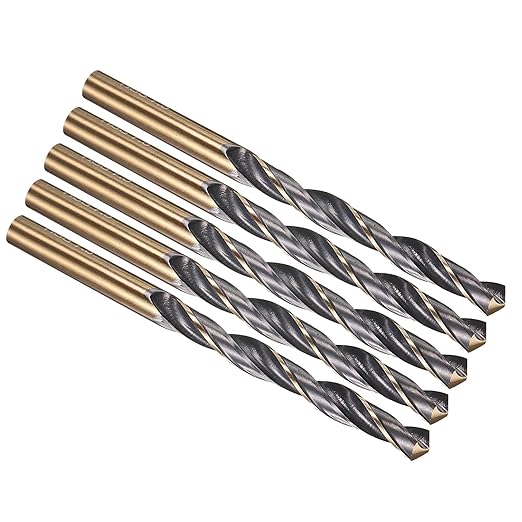 PATIKIL 7.5mm Drill Bit, Jobber Straight Shank 4341 High-Speed Steel 118째 Black and Gold Finish for Medium-Hard Metal Steel Acrylic - 5 Pack