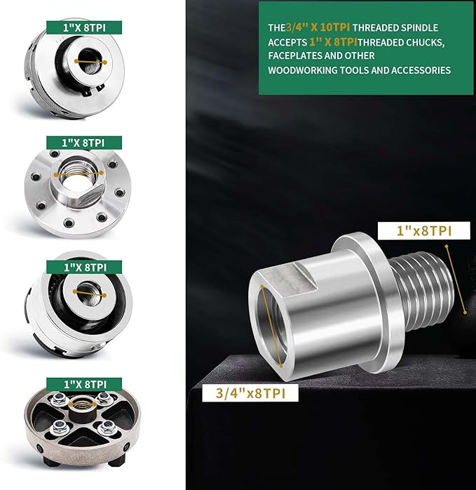Lathe Headstock Spindle Adapter,Converts 3/4" x 10TPI to 1" x 8TPI for Woodworking Lathe
