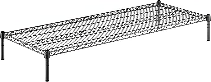 24" x 60" x 8" Black Epoxy Wire Storage Shelf, Dunnage Rack, Commercial 1 Tier Small Shelf