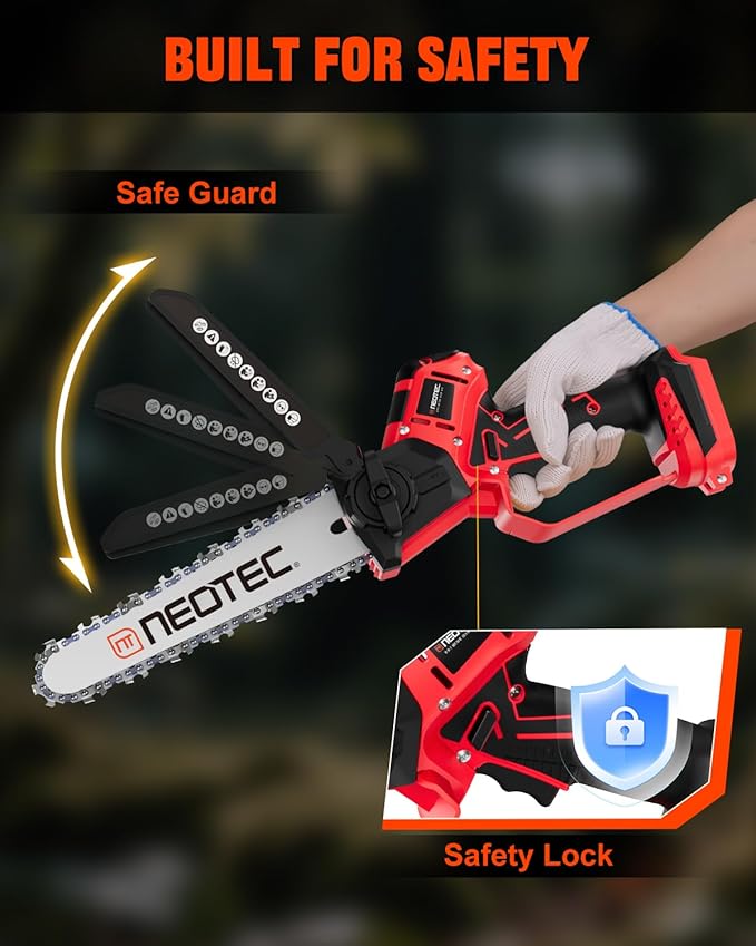 Mini Chainsaw Fits for Milwaukee M18 Battery, NEOTEC 6 Inch & 8 Inch Cordless Electric Chainsaw with Auto Oiler & Tool-Free Tensioner, Brushless Saw for Tree Trimming, Branch Pruning (No Battery)
