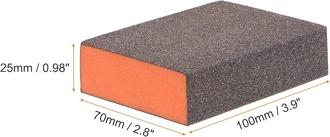 HARFINGTON 4pcs Sanding Sponge Blocks #100 (240-320 Grits) Wet/Dry Hand Sanding Sponges, 100x70x25mm Foam Sanding Block Pad for Polishing Kitchen Metal Wood Drywall Furniture, Brown&Orange