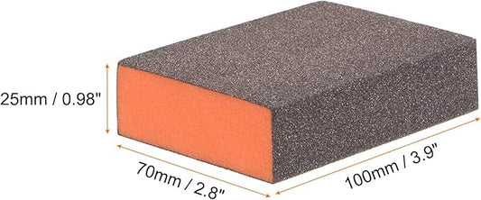 HARFINGTON 4pcs Sanding Sponge Blocks #100 (240-320 Grits) Wet/Dry Hand Sanding Sponges, 100x70x25mm Foam Sanding Block Pad for Polishing Kitchen Metal Wood Drywall Furniture, Brown&Orange