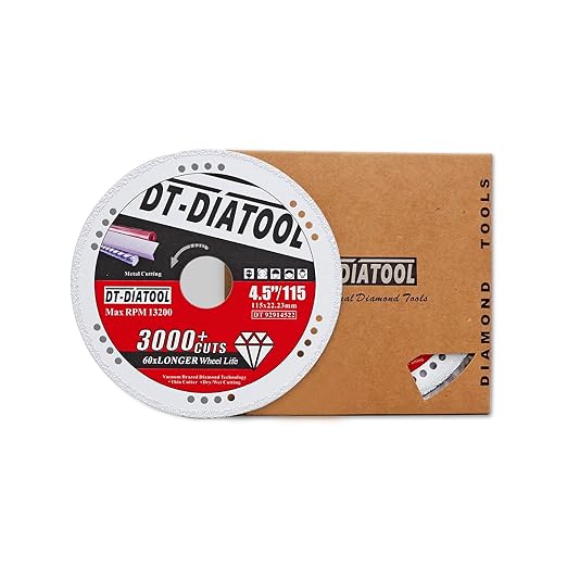 DT-DIATOOL Diamond Cut Off Wheels 4-1/2 x 7/8 for Steel Iron Rebar Metal Cutting Blades for Angle Grinder(2-Pack)