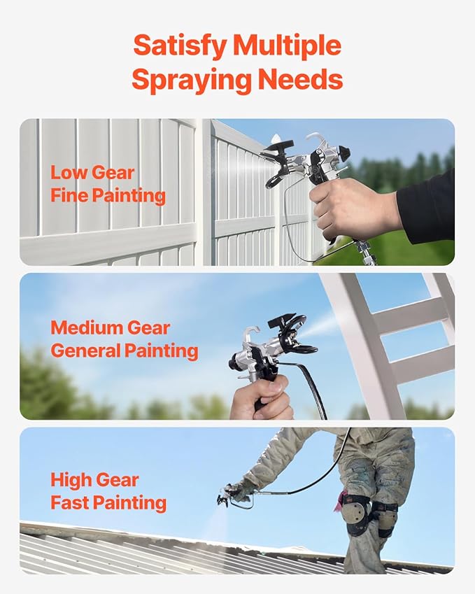 VEVOR Stand Airless Paint Sprayer, 650W High Efficiency Airless Sprayer, 3000PSI Electric Paint Sprayer Machine Extension Rod and Cleaning Kits for Interior and Exterior Furniture/Fence/Home/House