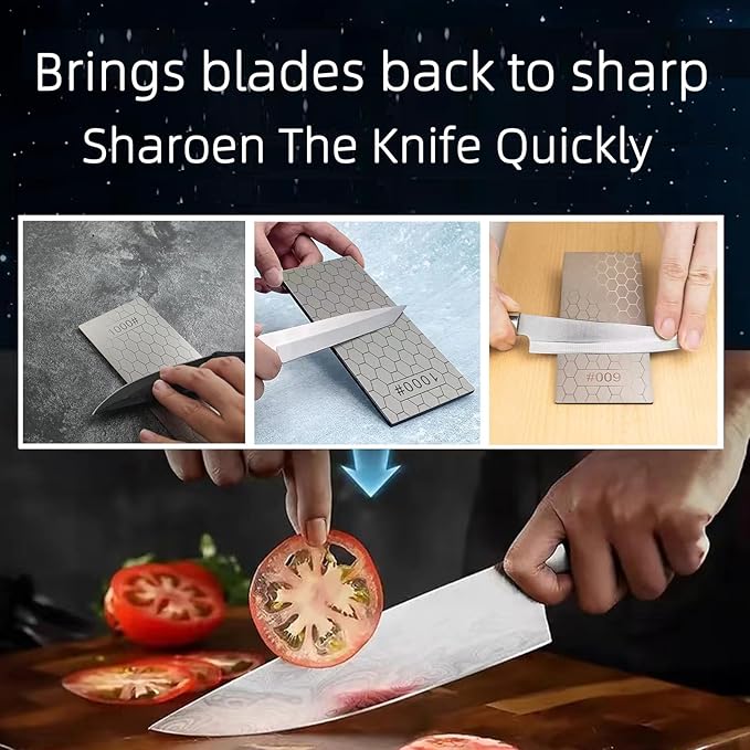 Diamond Sharpening Stone Set, Diamond Lapping Plate Coarse/Medium/Fine Grit Sharpener, Perfect Assistance Sharpener Angle Guide