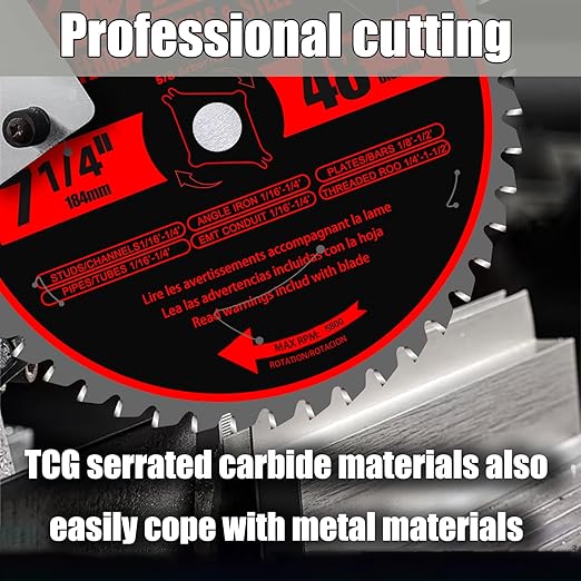 7-1/4 Inch Metal Cutting Saw Blade,Replace for Diablo D0748CF 7 1/4 Inch Metal and Stainless Steel Cutting Saw Blade,Compatible with 7-1/4 Inch Circular Saw,Cermet Carbide,5/8" Arbor,5X Longer Life