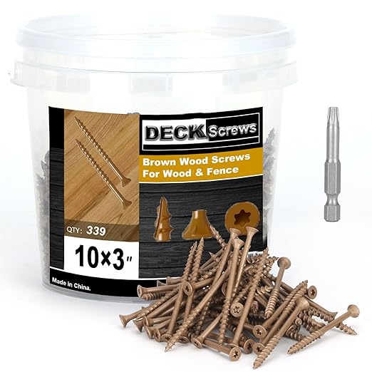 Deck Screws #10 x 3?쇺? T25 Star Torx Drive Flat Head Wood Screws, Brown, 5lb