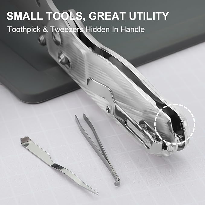 Kizer Uti Bear(New Dual-screw Version) Folding Utility Knife, Clutch Lock Box Cutter EDC Pocket knife with 5PCS Razor Blades, Pocket Knives with Pocket Clip for Men Women V3619JA5
